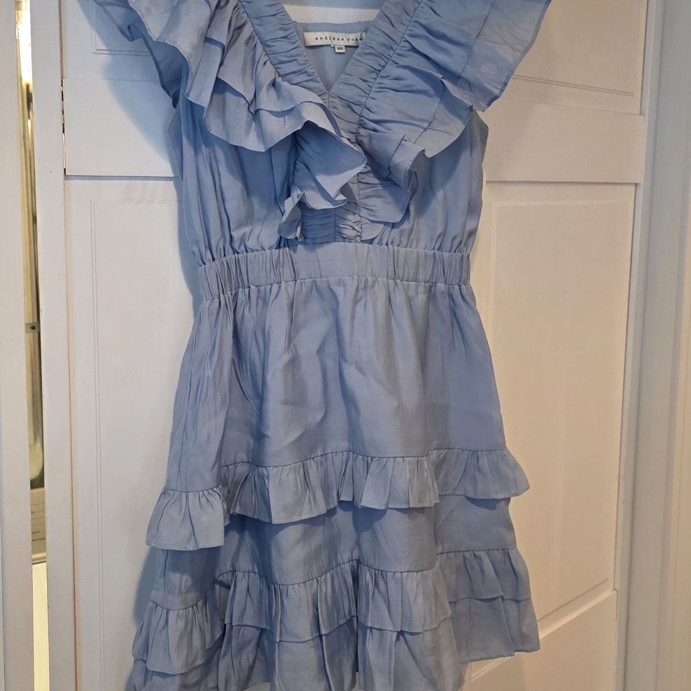 Sz XS Charming Blue Ruffled Kids Dress